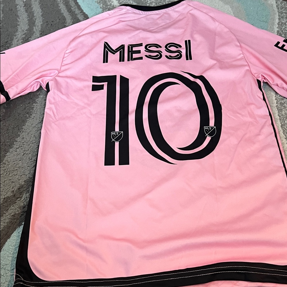 adidas Pink Soccer Jersey with Black Crest - Picture 3 of 4
